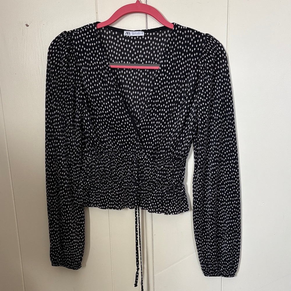 Zara Black and White Dotted Blouse